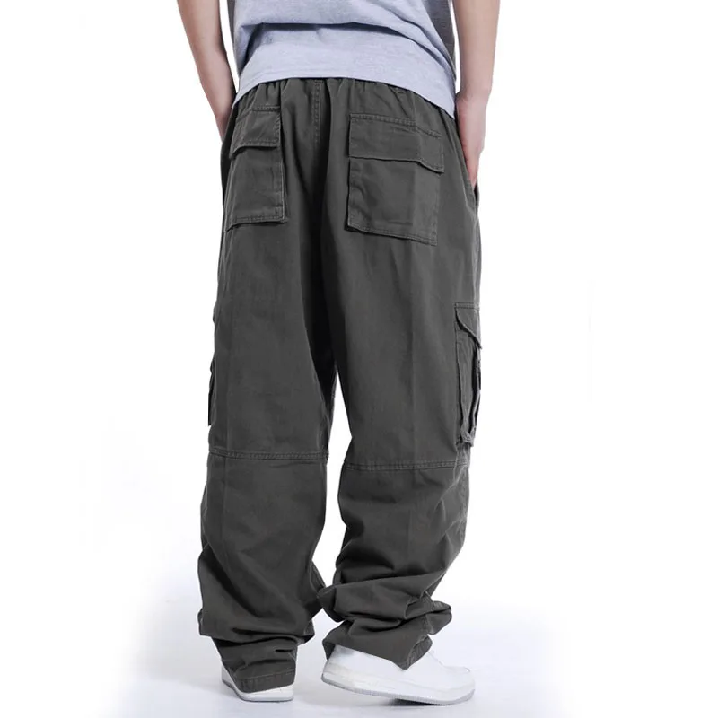 MFERLIER Loose Spring Summer Cargo Pants Men 5XL 6XL 7XL Plus Size Pants 4 Colors 5
