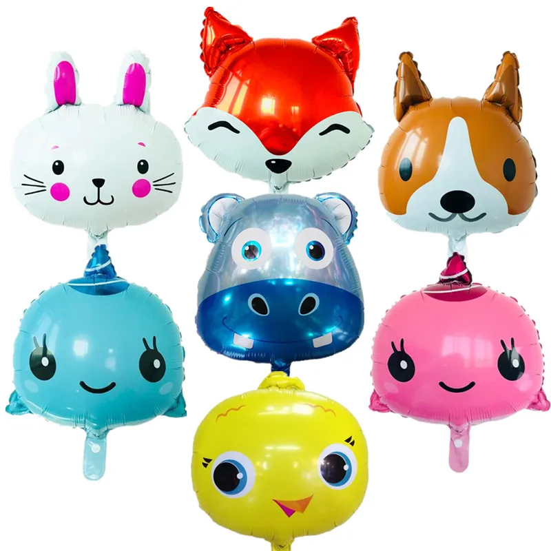 

Super Cute 18 Inch Cartoon Animals Head Foil Balloon Fox Dolphin Rabbit Puppy Dog Globos Birthday Party Decoration Baby Kids Toy