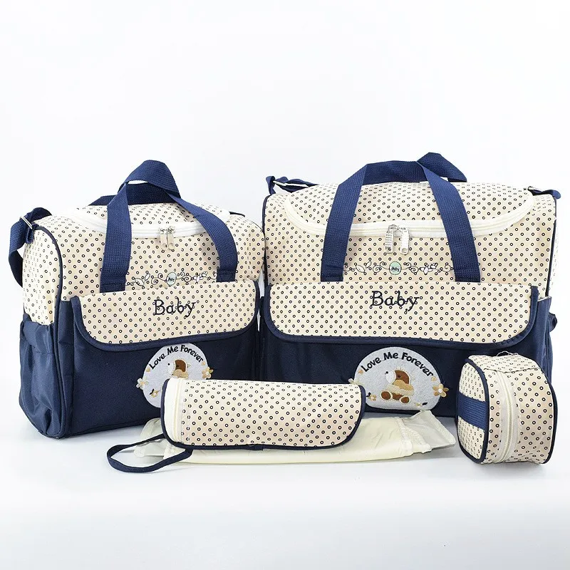 MOTOHOOD 5pcs Baby Diaper Bags Sets For Mom Maternity Bags High Capacity Multifunction Travel Nappy Bag Organizer Zipper   (12)