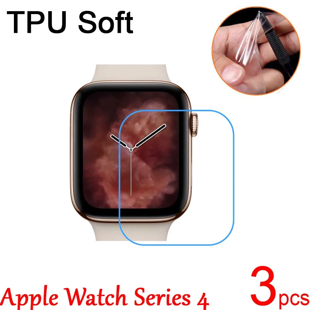 

3pcs Ultra Clear TPU Soft Screen Protector cover For Apple Watch Series 4 iWatch 4 40MM 44MM Band Smart Watch Protective Film