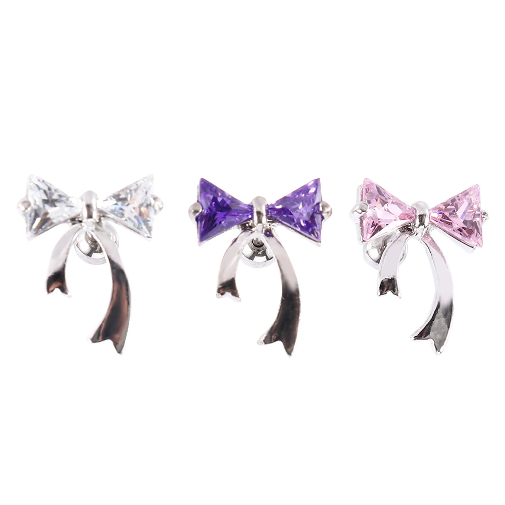

1pcs 16G CZ Ribbon Cartilage Silver Plated Ear Ring Studs Surgical Steel Tragus Bar Ear Ring Piercing Stud Body Jewellery