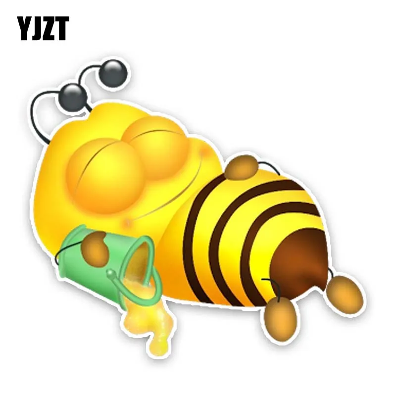 

YJZT 13.9CM*12.4CM A Sleeping Bee Sticker Car Decal PVC 12-300750