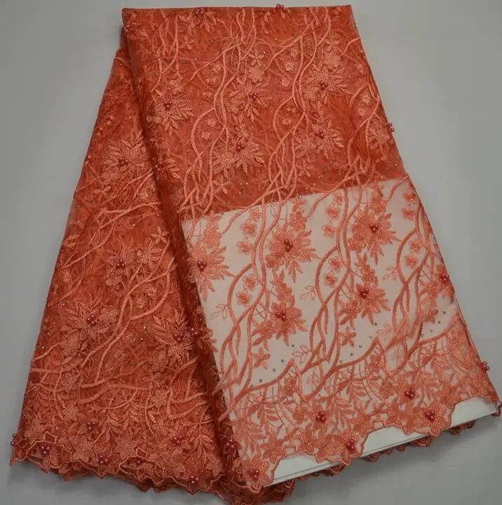 

Nigeria Laces Fabric French Tulle Lace Fabric With Bead African Mesh Net Fabric Embroidered For Women Dress High Quality YW6942