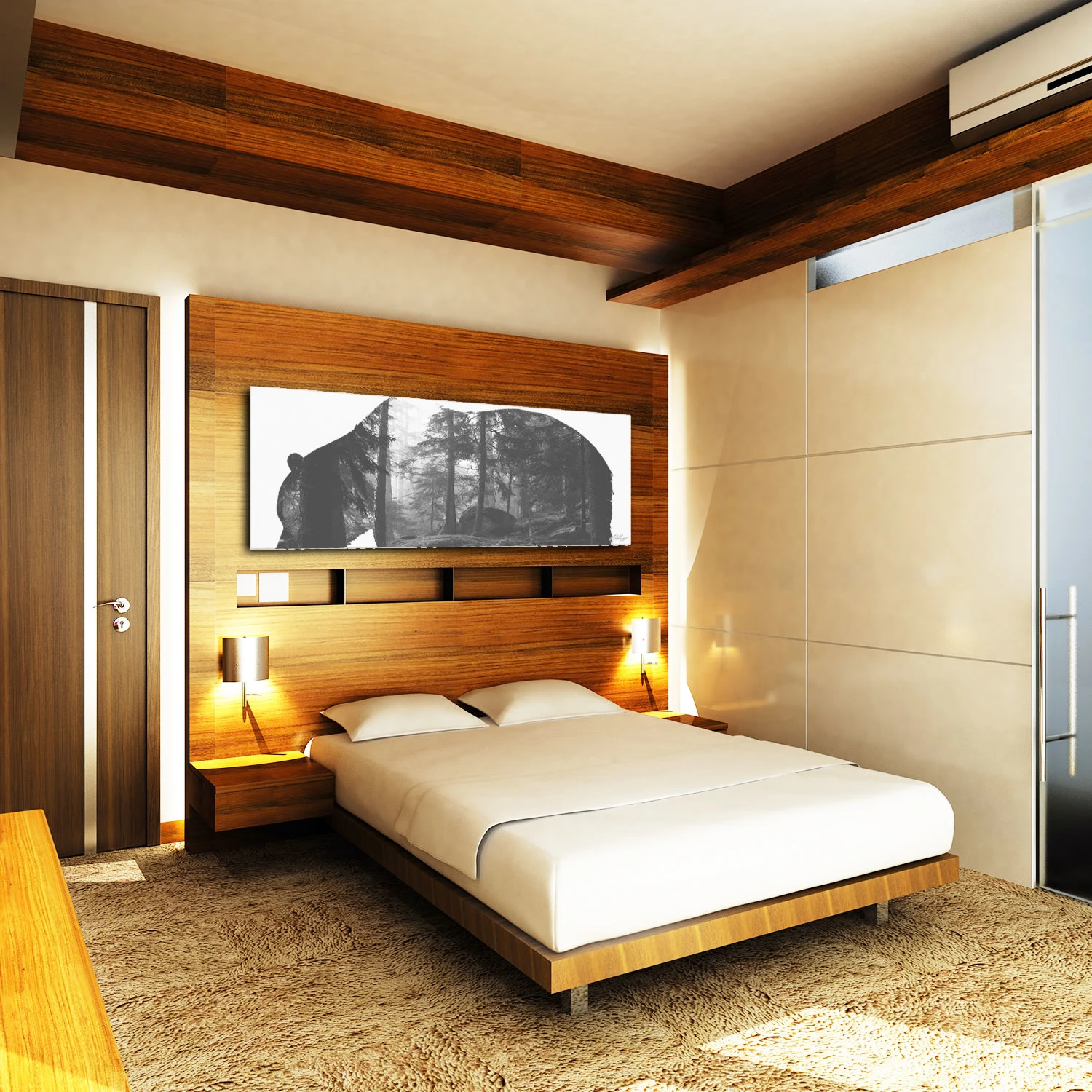 Grizzly Bear Forest | Contemporary Metal Animal Silhouette Art (1)