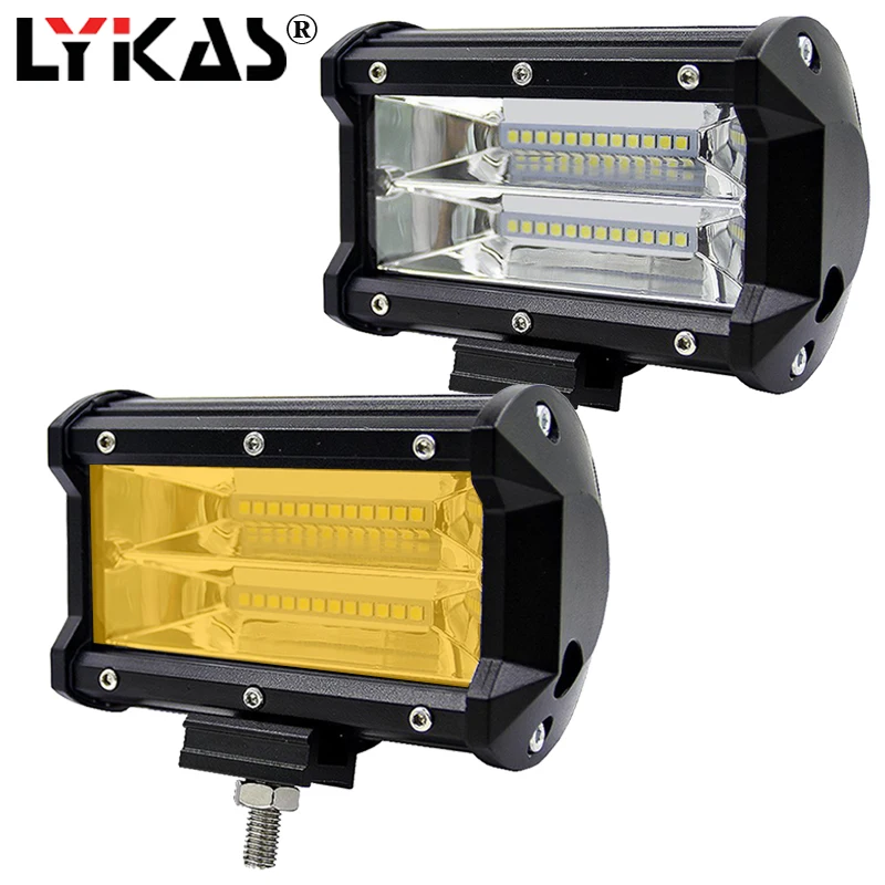 LYKAS 5 Inch 72W 3000K 6000K Offroad Led Work Light Bar Led Fog Lights