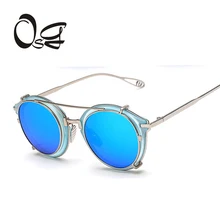 OSG Retro Double Flip Punk Sunglasses For Unisex Sunglass Vintage Designer Sun Glasses Man Woman Removable oculos de sol