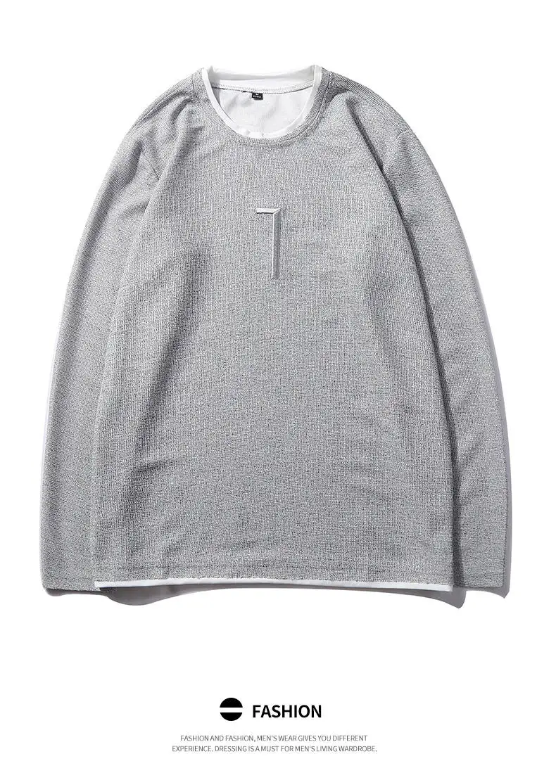 False Two-pieces Sweatshirts Male Solid Hoody Hoodies Men Simple Pattern Autumn Spring Winter Streetwears 2019 Brand New Fashion 08
