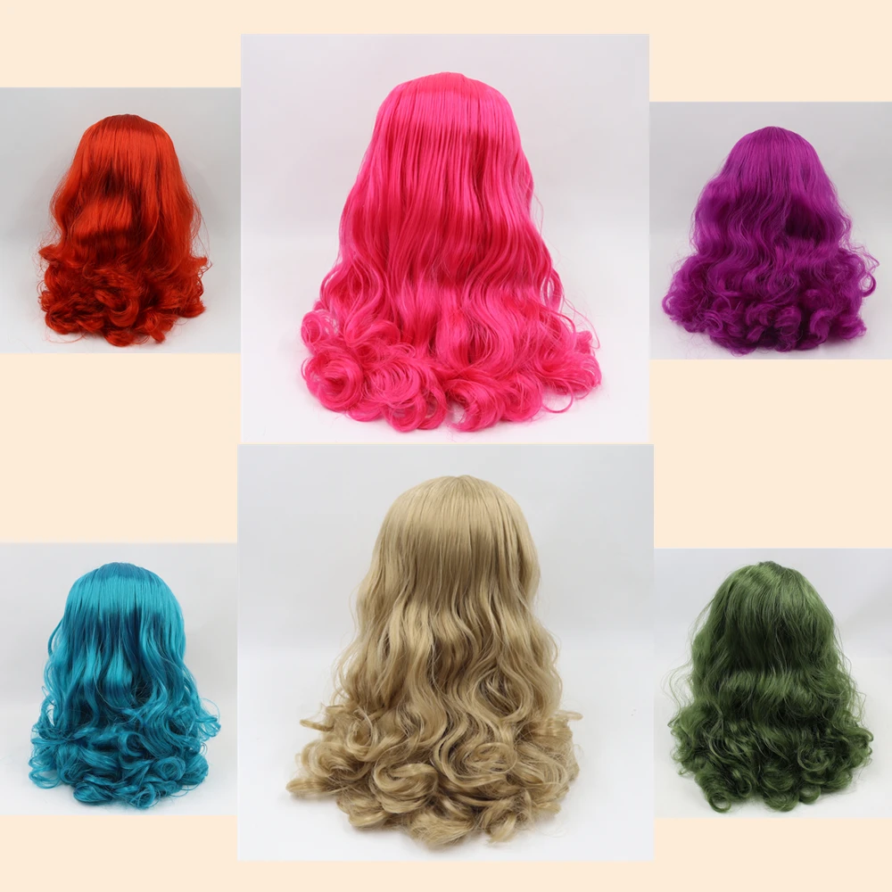 

for blyth doll icy wig only rbl scalp and dome, mix hair wavy hair, white natural tan dark super black skin