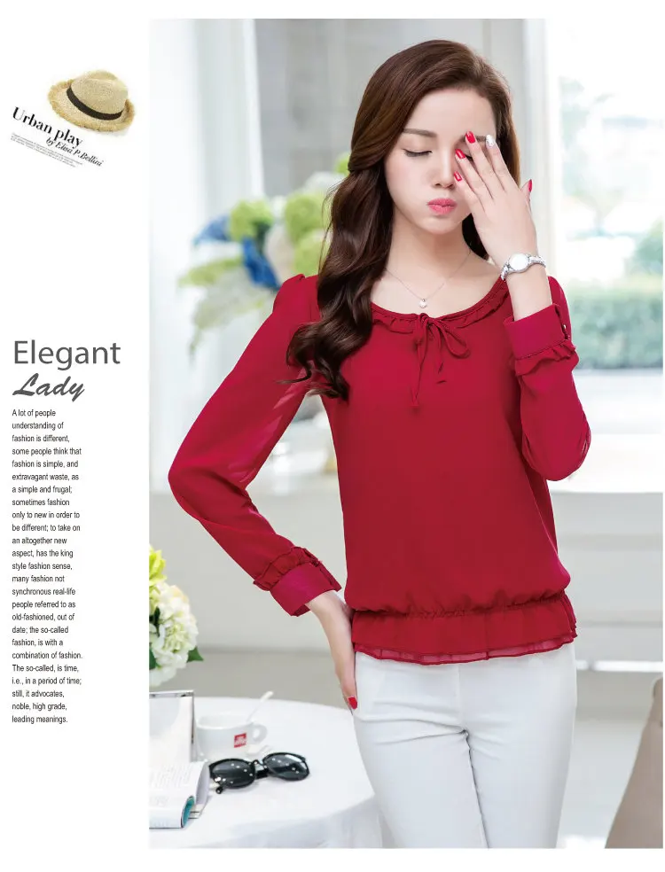 S-4XL Plus Size Tops Women 2019 New Fashion Bow Long Sleeve Shirts Femme Casual Chiffon Blouse Autumn O-neck Ruffled Blusa Mujer  (6)