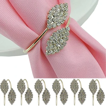 

6pcs pearl flower rhinestone holder wedding banquet dinner napkin ring exquisite hotel restaurant dedicated mouth cloth napkin