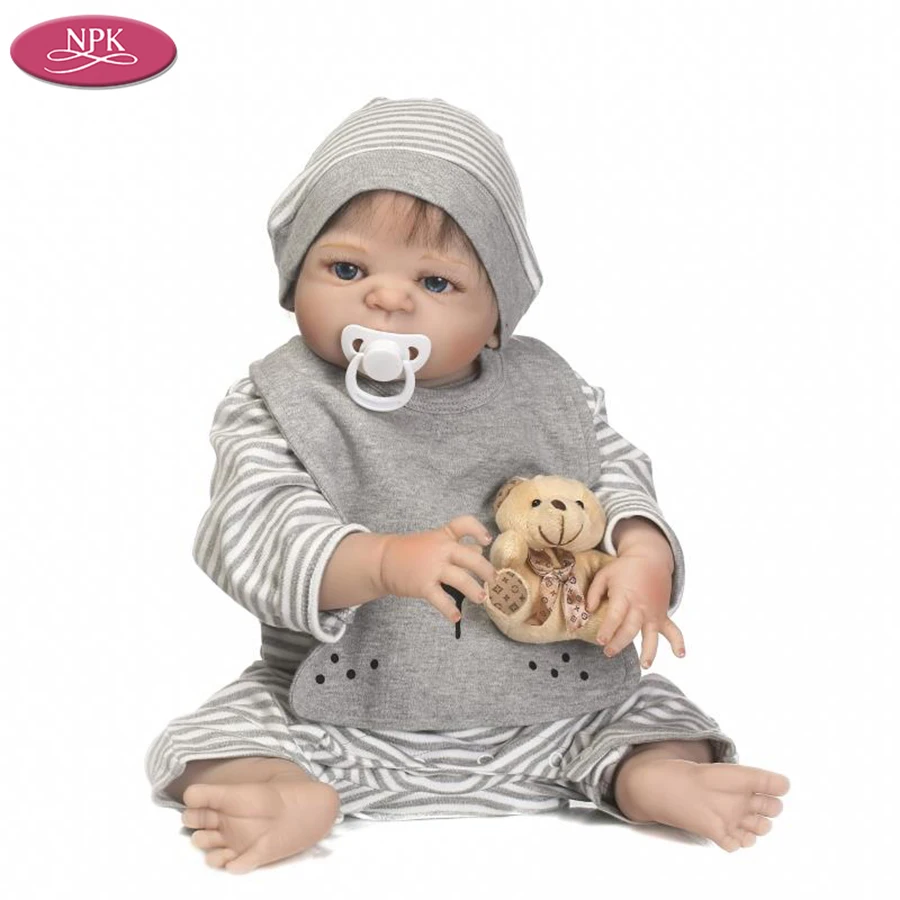 NPK Full Body Silicone Lifelike Boys Reborn Babies Doll 56CM Handmade Boy Doll Newborn Baby Bathe Toy Boneca Reborn Bebe Menino  (6)