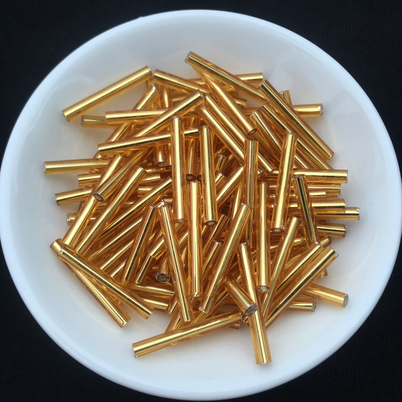 

500g/pack 2.5*20mm Long Size Silver Core Czech Glass Seed Bugle Beads Tube for Jewelry Garment Accessories Beads for Clothing