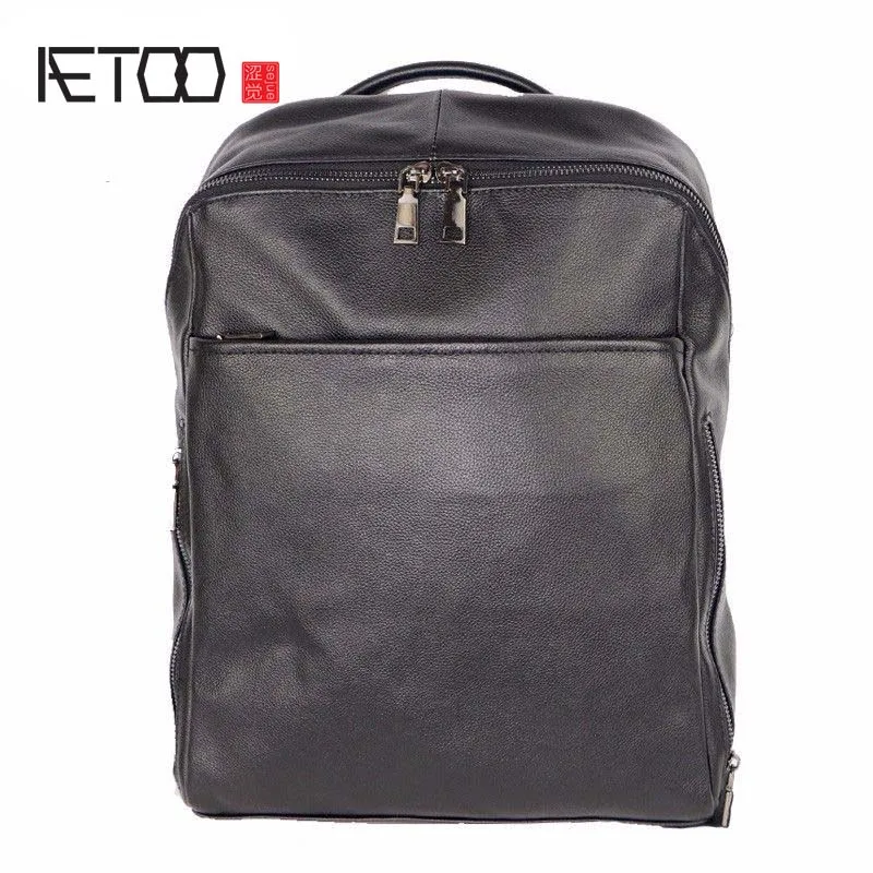 

AETOO Explosion models leather men's shoulder bag business backpack the first layer of leather men's bag anti-theft fashion tren