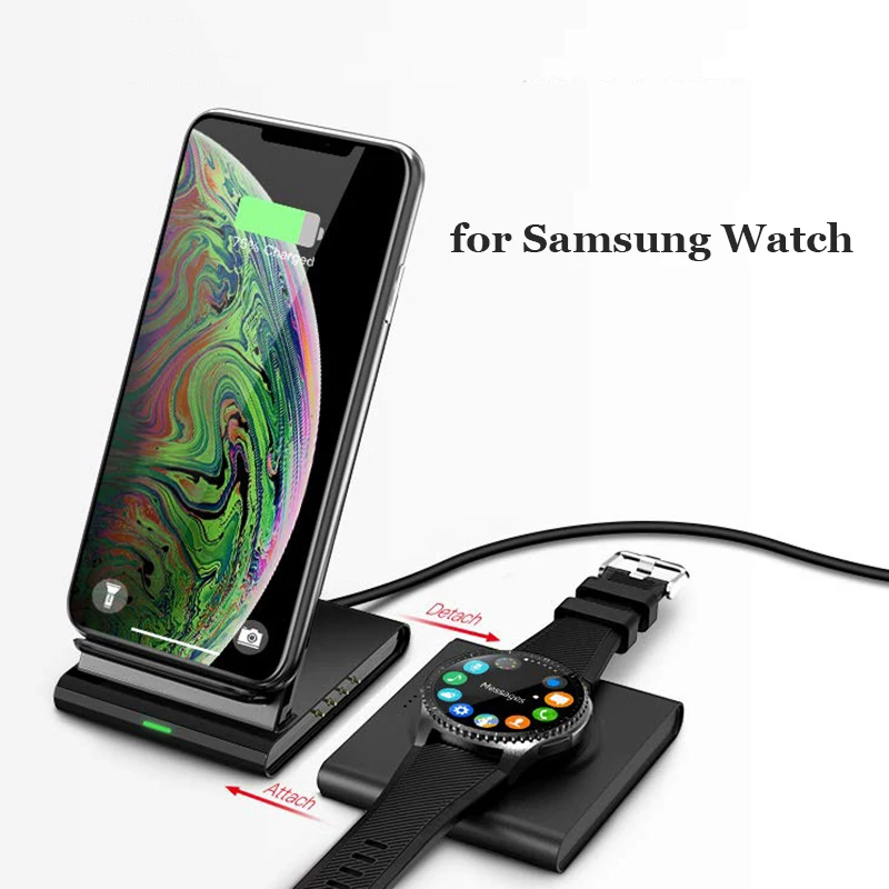 Быстрая зарядка беспроводное зарядное устройство для iphone 8 x xs max samsung s10 s9 note 9 samsung Galaxy Watch active Buds gear S2 S3 S4 Sport