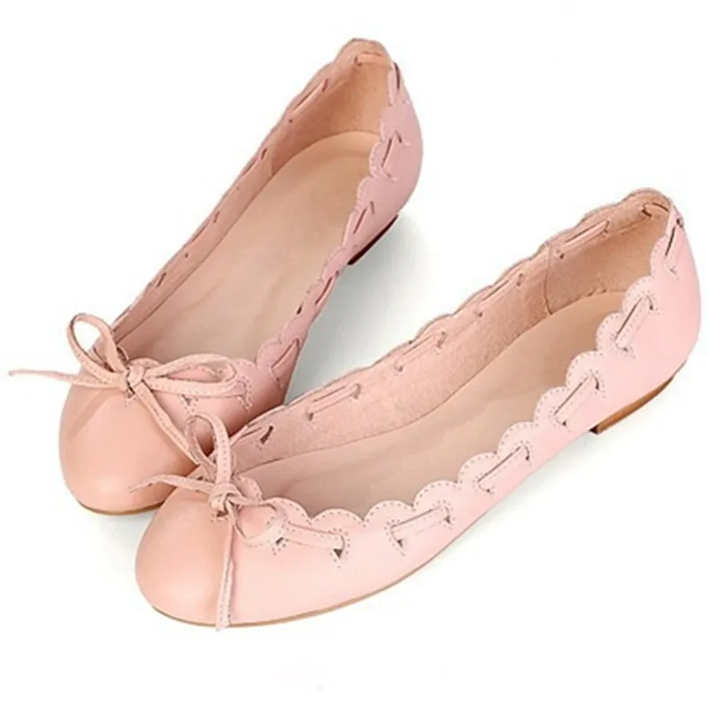 

Ladies Lace Bow-Knot Round toe Square Heels Genuine real leather Single Shoes On Platform Big Size Heel 34-50 OL Kvoll