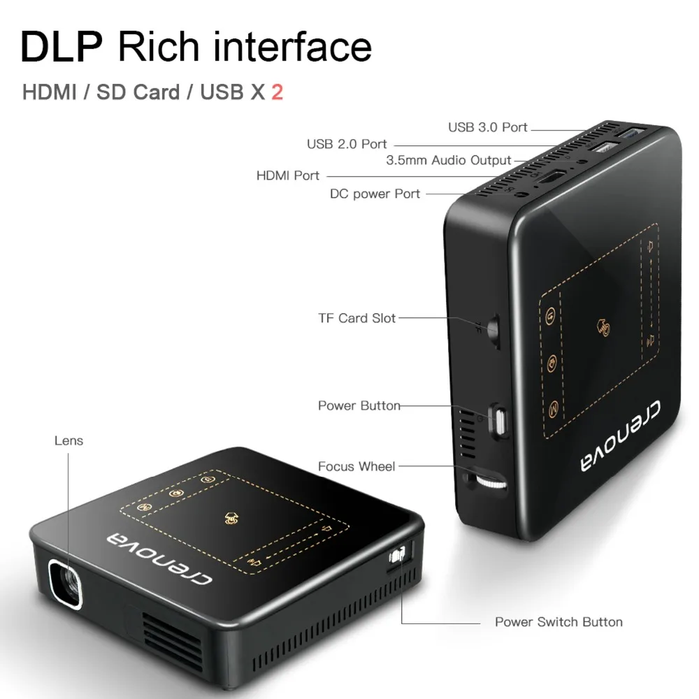 CRENOVA новейший DLP проектор для Full HD 4K с Android 7 1 Bluetooth 4 0 мини домашнего кинотеатра 300