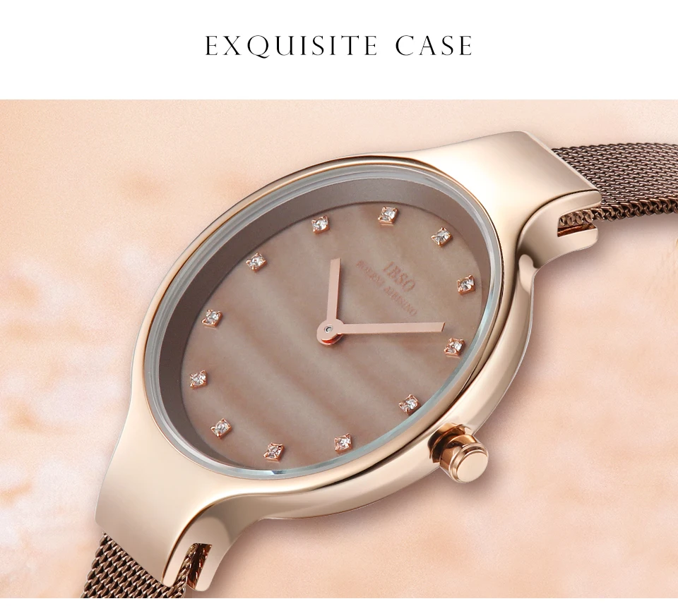 IBSO брендовые роскошные женские часы золотисто-коричневые женские часы с бриллиантовым циферблатом и браслетом, подарочный набор, дизайн, часы IBSO2310S