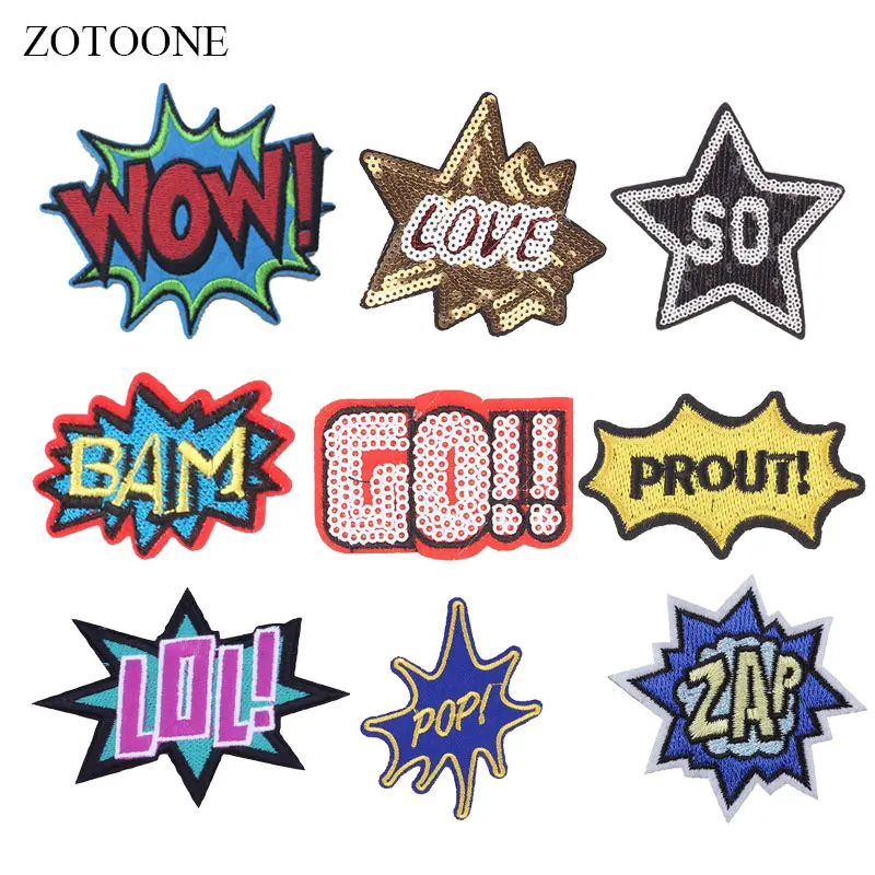 ZOTOONE Wow нашивки с буквами наклейки блестками Железный на одежду теплопередача Diy