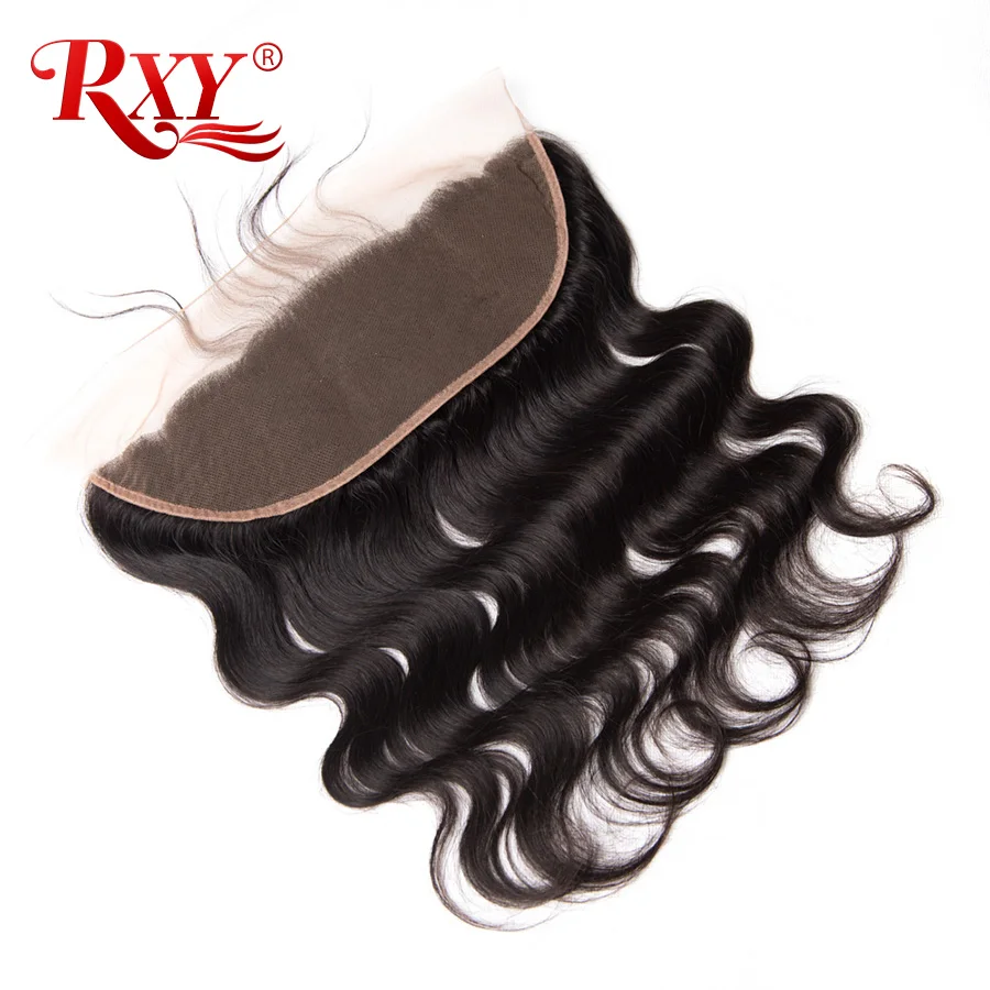 RXY Hair Brazilian Body Wave Closure Pre Plucked Lace Frontal Closure With Baby Hair Ear to Ear 4*13 Remy Human Hair Closure brazilian-body-wave-frontal