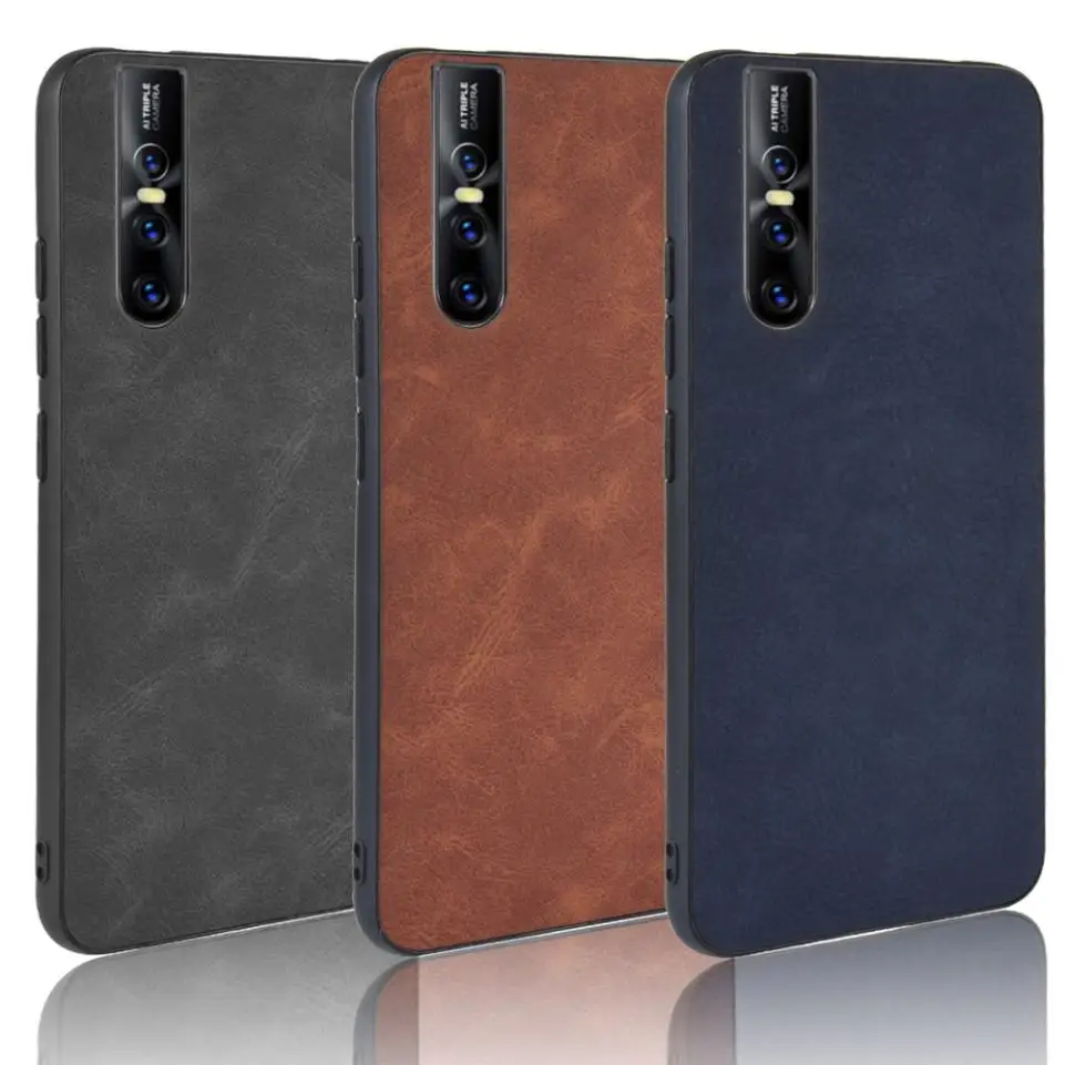For vivo V15 Pro Case Fashion Splice Double Color Hybrid PC TPU PU Leather Phone Case Slim Back Cover Soft Edge Hard Shell