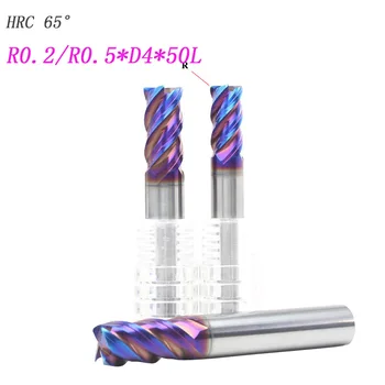 

5pcs 4mm hrc65 4R0.2 R0.5*D4*50L solide Carbide tungsten 4 Flutes Corner Radius End mill CNC Spiral Router bits Milling Tools
