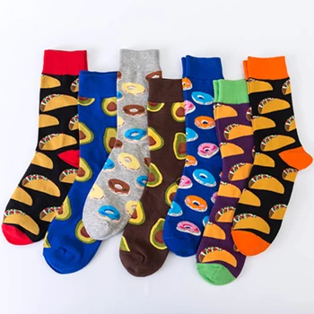 

1 Pair Plant Avocado Doughnut Funny Socks Men Cute Cotton Casual Soft Fruit Socks Sokken Short Unisex Thermal Male Socks Meias