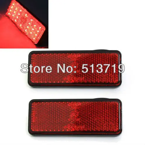 

Free shopping 2X Red LED Rectangle Reflectors Brake Light Universal Motorcycle Car