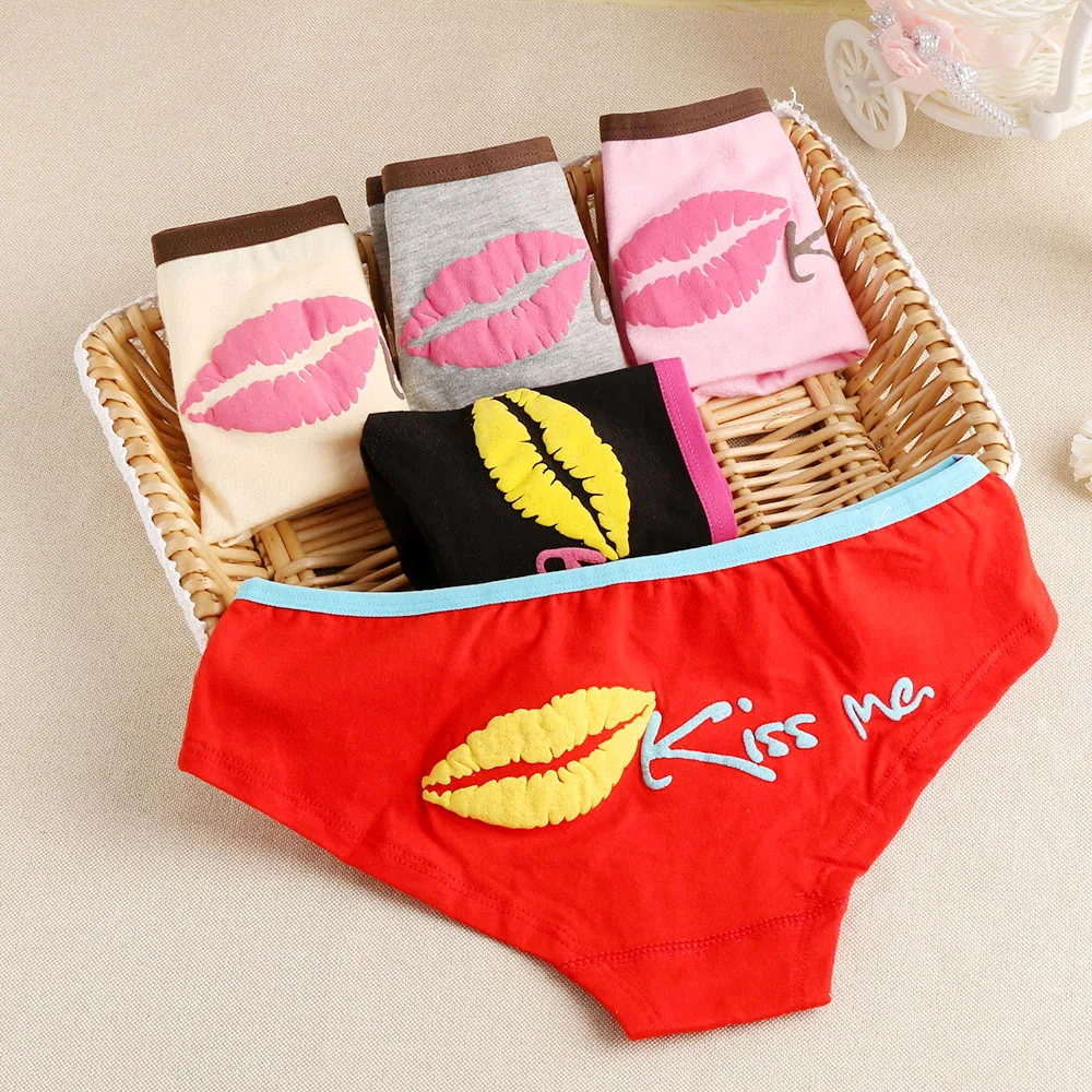 1pc New Hot Sexy Fashion Women Kiss Me Printed Soft Breathable Cotton Underwear Lingerie Panties