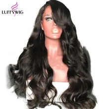 Luffyhair 250% плотность Волосы remy объемная волна 13x6 Синтетические волосы на кружеве парик бразильские человеческие волосы полные парики натуральный черный предварительно вырезанные