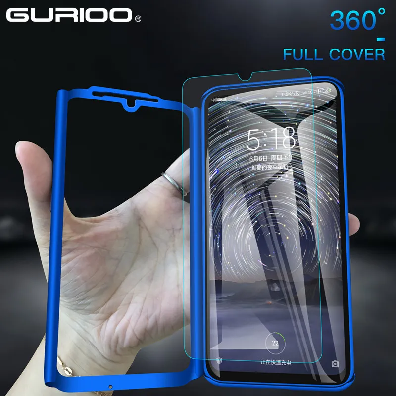 

360 Full Cover Phone Case For Huawei Y9 Y6 Y7 Prime 2019 2018 Hard Shell For P9 P10 P20 P30 Lite PSmart Plus With Tempered Glass