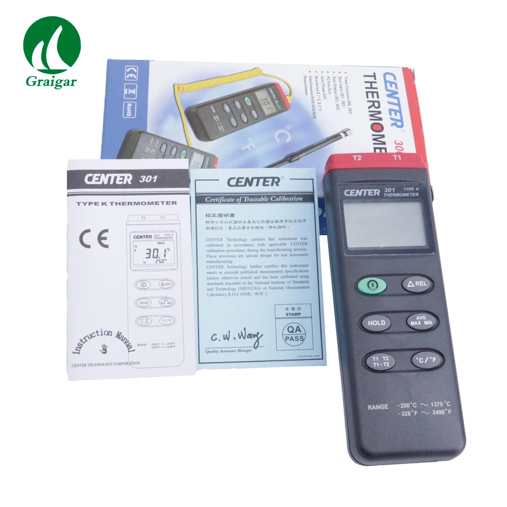 

CENTER-301 2 Channels Input Digital Thermometer Resolution 0.1C