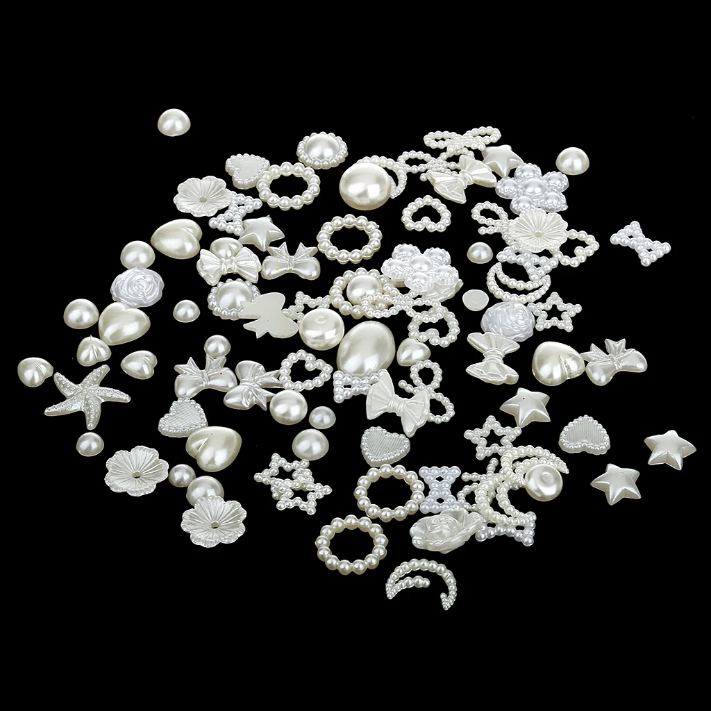 fityle 100Pcs Assorted Pearl Bead Flat Back Scrapbook for Craft for Sewing Decorating many items includin Mobile Phone Cases 