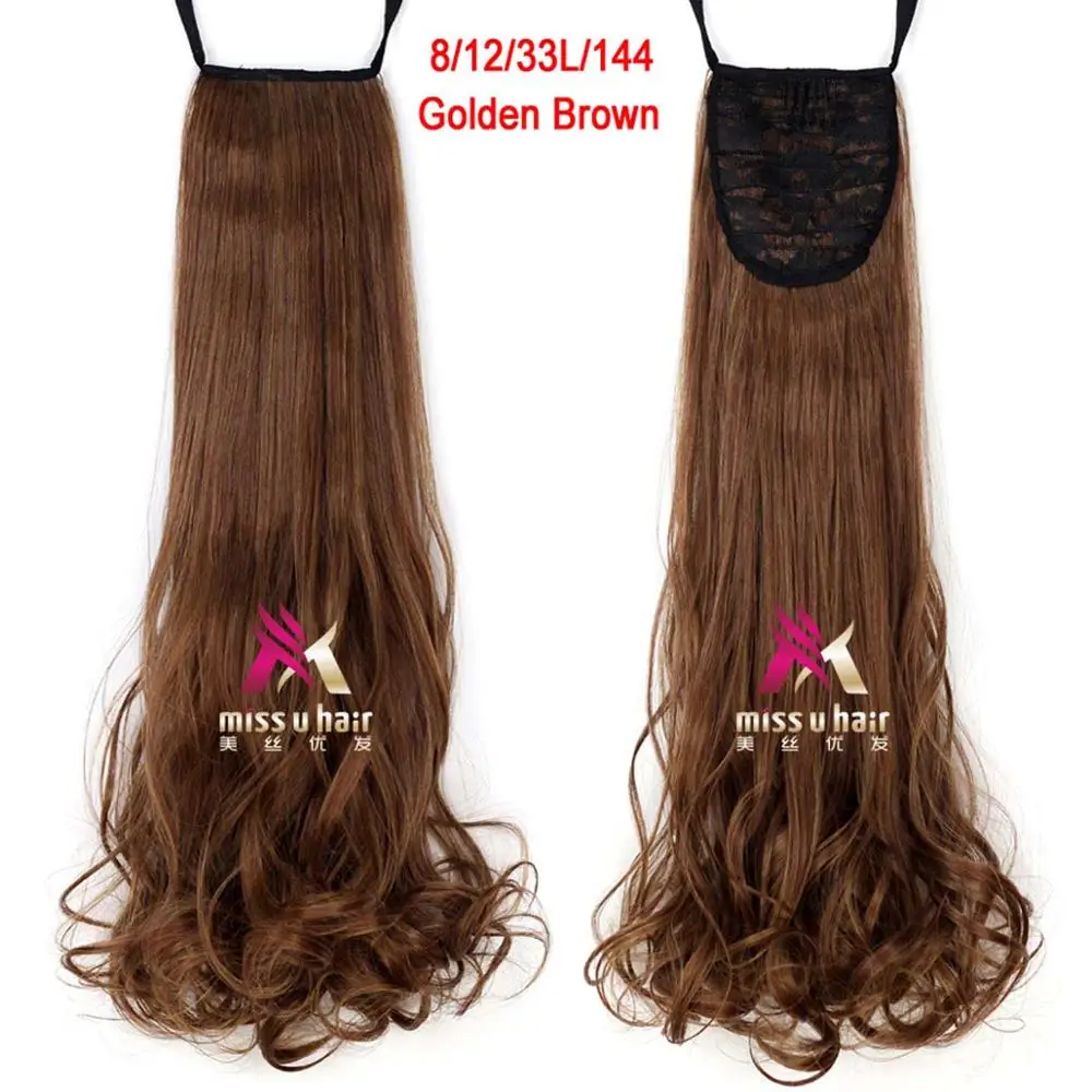 Miss U Hair 1" 45 см 110 г Синтетическая лента конский хвост длинные вьющиеся женская Сережка для наращивания волос кусок хвостики - Цвет: NC/4HL