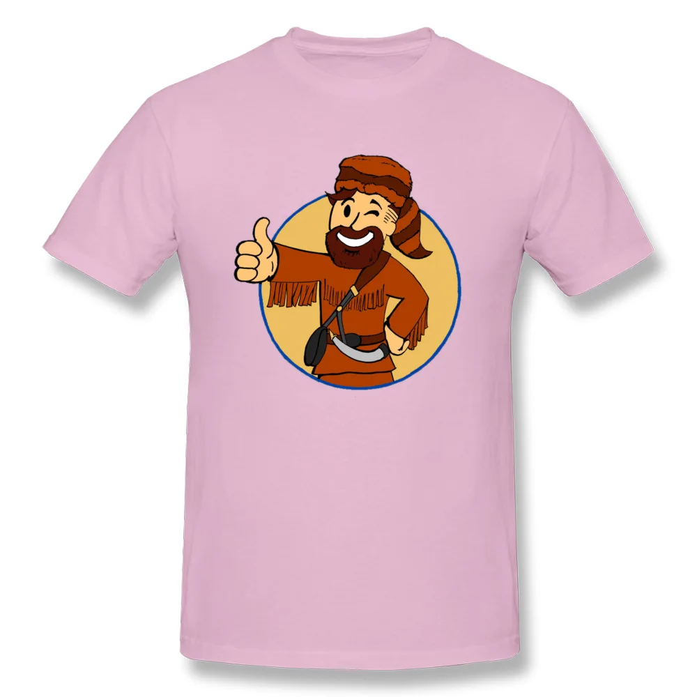 Little Mountaineer Vault Boy 100% Cotton Men Short Sleeve T Shirt Normal Summer Top T-shirts Normal Tee Shirt Prevailing O-Neck Little Mountaineer Vault Boy pink