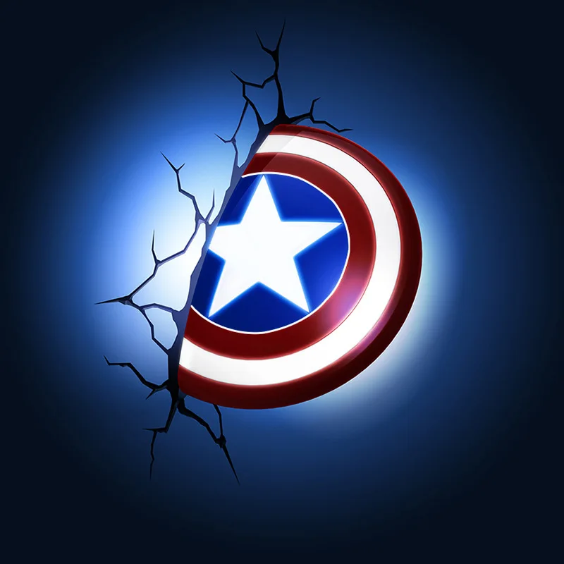 

3D Captain America Shield Night Lights Avengers LED Bedside Creative Bar Wall Lights Wall Lamp Novelty Gifts Baby Feeding Lamp