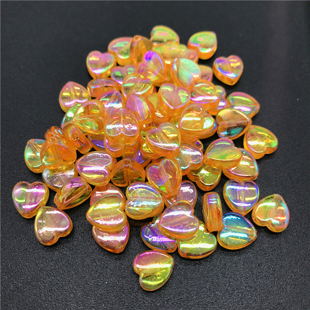 8mm Acrylic Spacer Beads Heart-shaped Charm Transparent Rainbow Color Beads For Jewelry Making DIY Jewelry Accessories