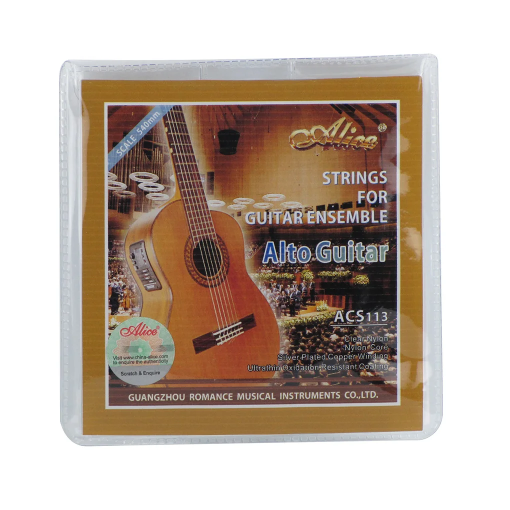 Alice ACS113 Alto Guitar 6 Strings Set Clear Nylon & Silver Plated