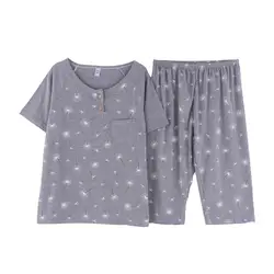 Летние Шорты рукавом пижамы хлопок пижамы для девочек женские домашняя одежда плюс размеры M-4XL