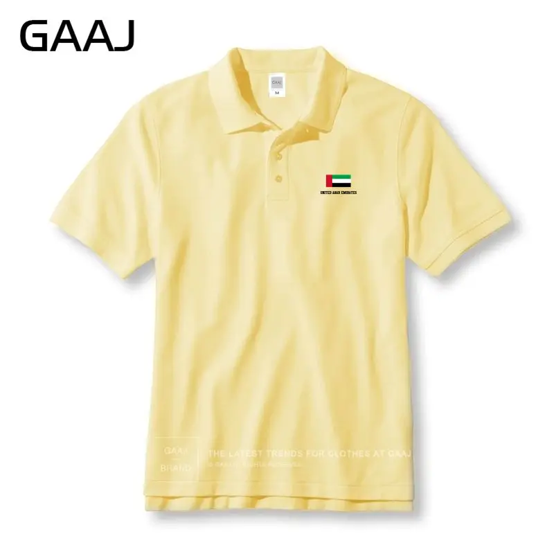 GAAJ, футболки поло с флагом ОАЭ, мужские и женские бренды унисекс, мужские рубашки поло для мужчин, тонкие хлопковые мужские однотонные рубашки#1KK85 - Цвет: Light Yellow