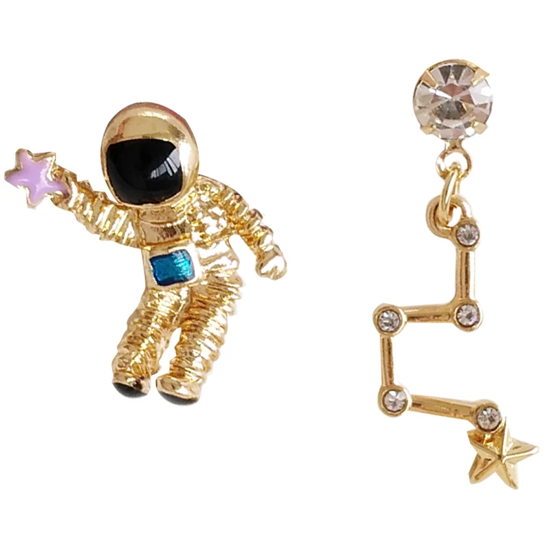 free shipping 10 pair / lot fashion jewelry accessories new design metal star astronauts spaceman earrings women
