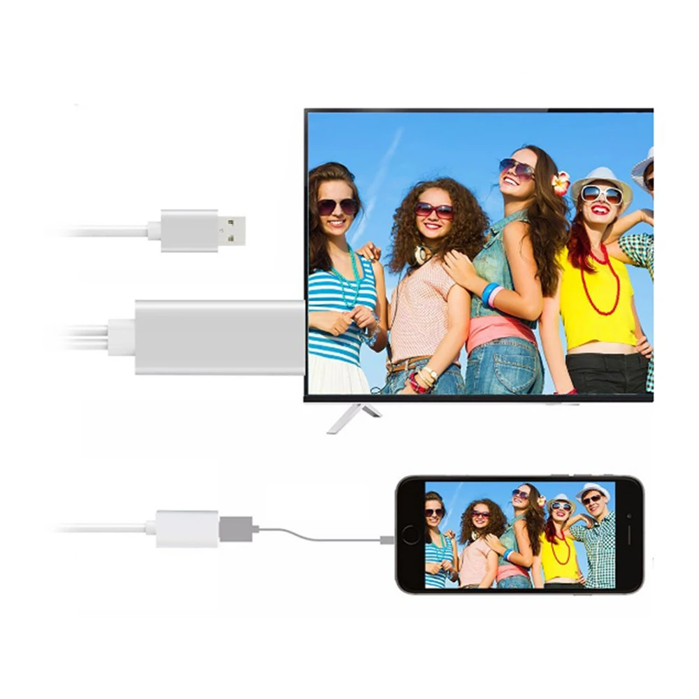 

HDMI Cable HDTV TV Digital AV Adapter 2M USB HDMI 1080P Smart Converter Cable for Apple TV for IPhone HD Plug and Play