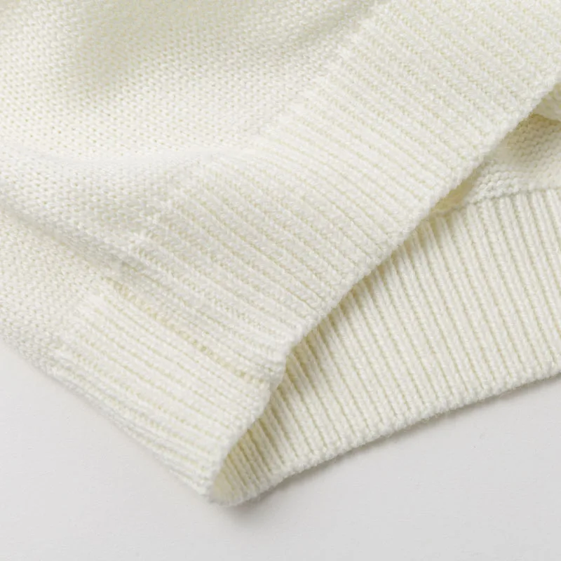 Женский белый вязаный свитер, Осень-зима, топ с рукавами-фонариками, Трикотажный Джемпер, Модный женский пуловер большого размера, свитер