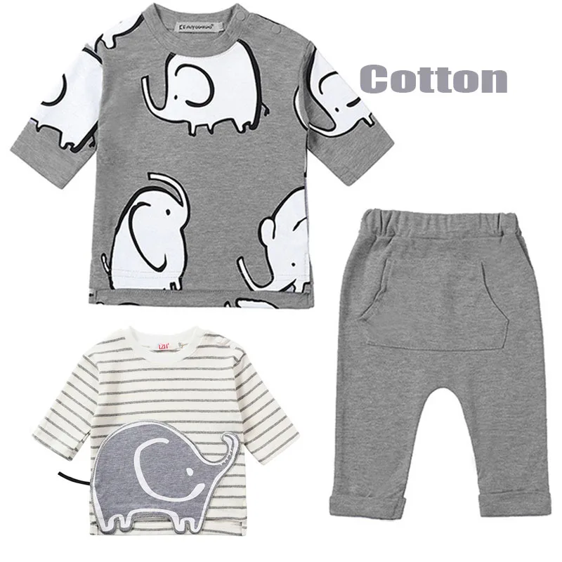 

Baby Clothes Cotton Newborn Clothes Baby Boy Casual Wear Suit Children Cartoon Animal Elephant Child Boy Clothing Two-Piece 0-2T
