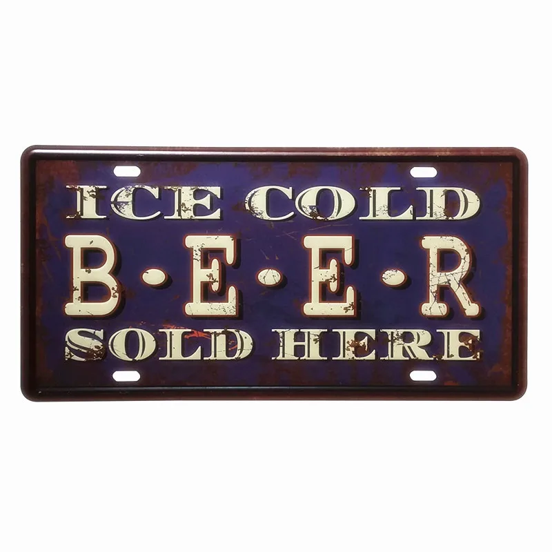 Ice Cold BEERS Sold Here Shabby Chic Metal Tin Signs For Bar Pub Cafe