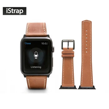 

iStrap Light Brown Strap For Apple Watch 42mm France Calf leather Watch Strap with Classic Pin buckle fit 42mm Apple Watch Band