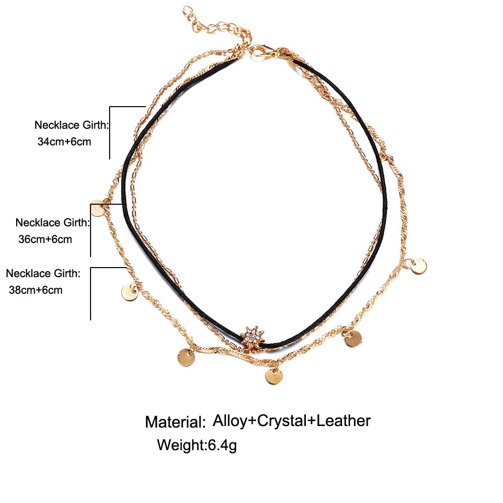 Новые модные трехуровневые ювелирные изделия для женщин колье ожерелье простая звезда кулон ожерелье