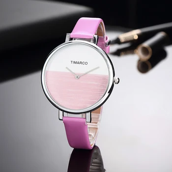 

Cute Pink Women Minimalist Watch 2020 New Design Leather Watchband Analog Quartz Clock Hot reloj mujer