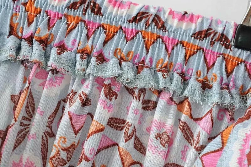 Boho chic women summer Hippie beach skirt Mesh stitching cute floral printed Bohemian long maxi skirt female oversize