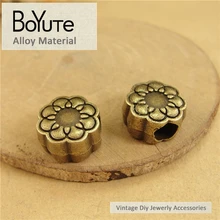 Boyute (50 peças/lote) 7*13mm vintage antigo bronze chapeado flor grande buraco contas para liga charme pulseira jóias conclusões diy
