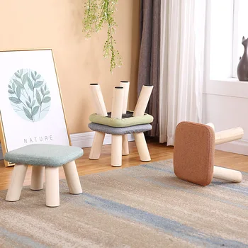 

Removable and washable fabric stool fabric solid wood pine beech wood for Home Furniture shoe stool Living room bedroom stool